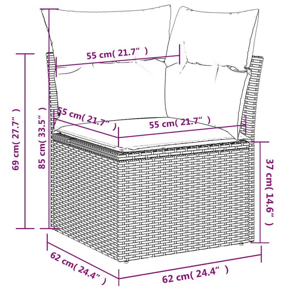 Set Divani da Giardino 9 pz con Cuscini Grigio in Polyrattan 3227741