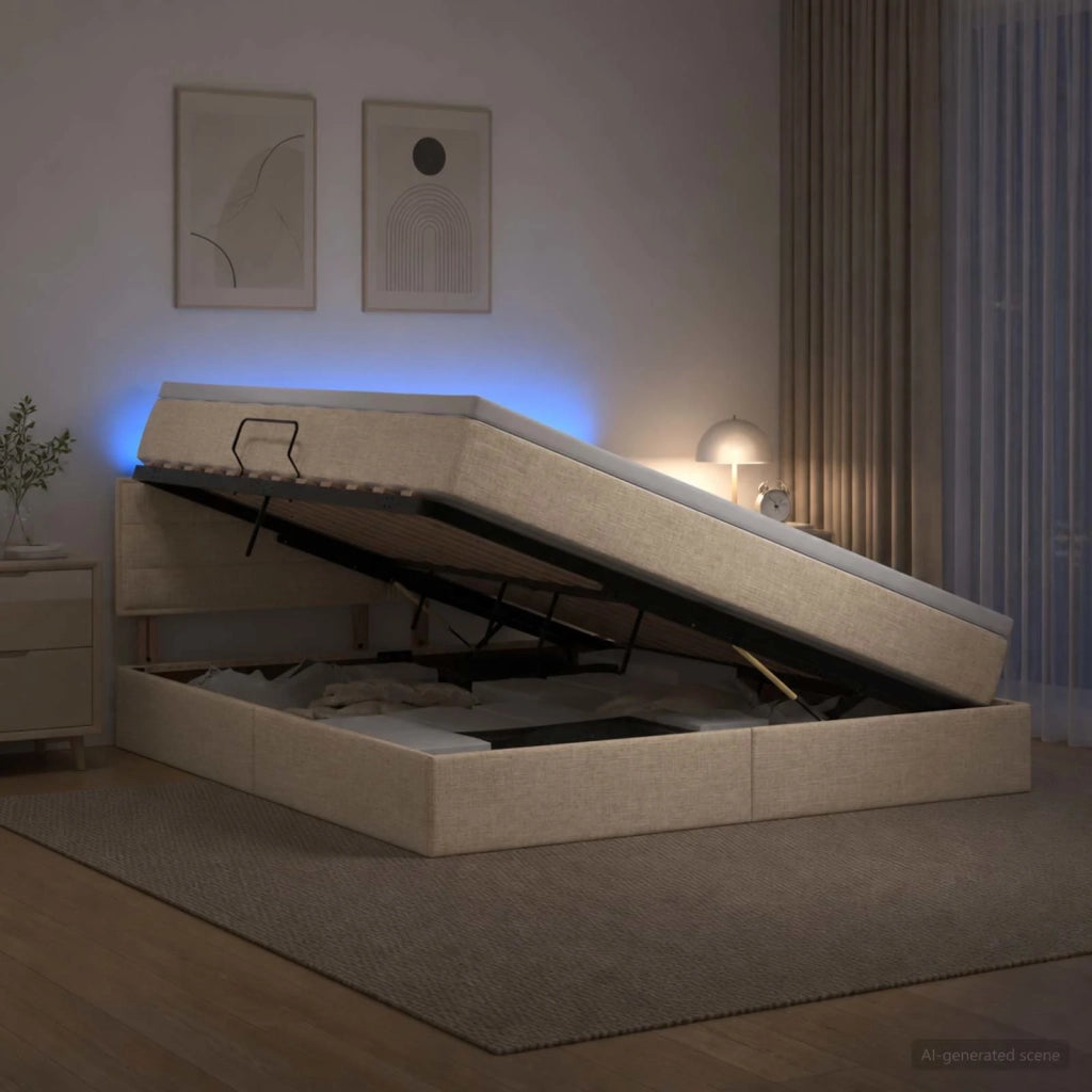 Letto con contenitore LED e materasso Crema 180 x 200 cm 3459019