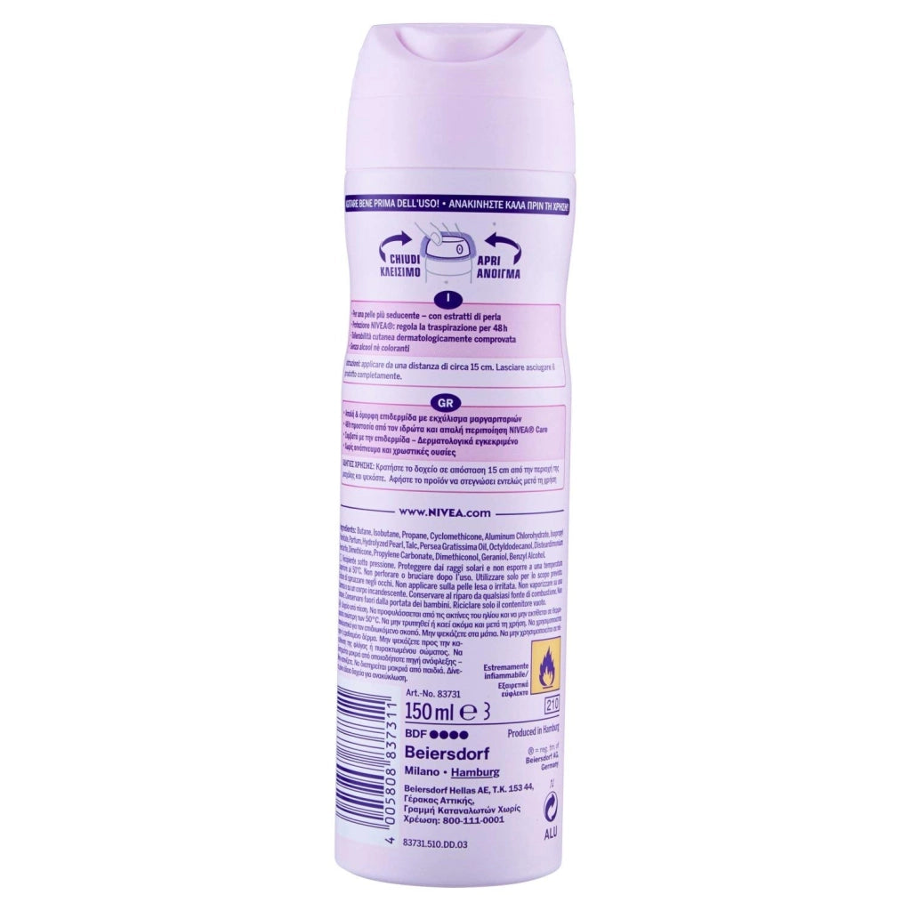 SET 6 CONFEZIONI NIVEA DEO SPRAY 150ML PEARL E BEAUTY
