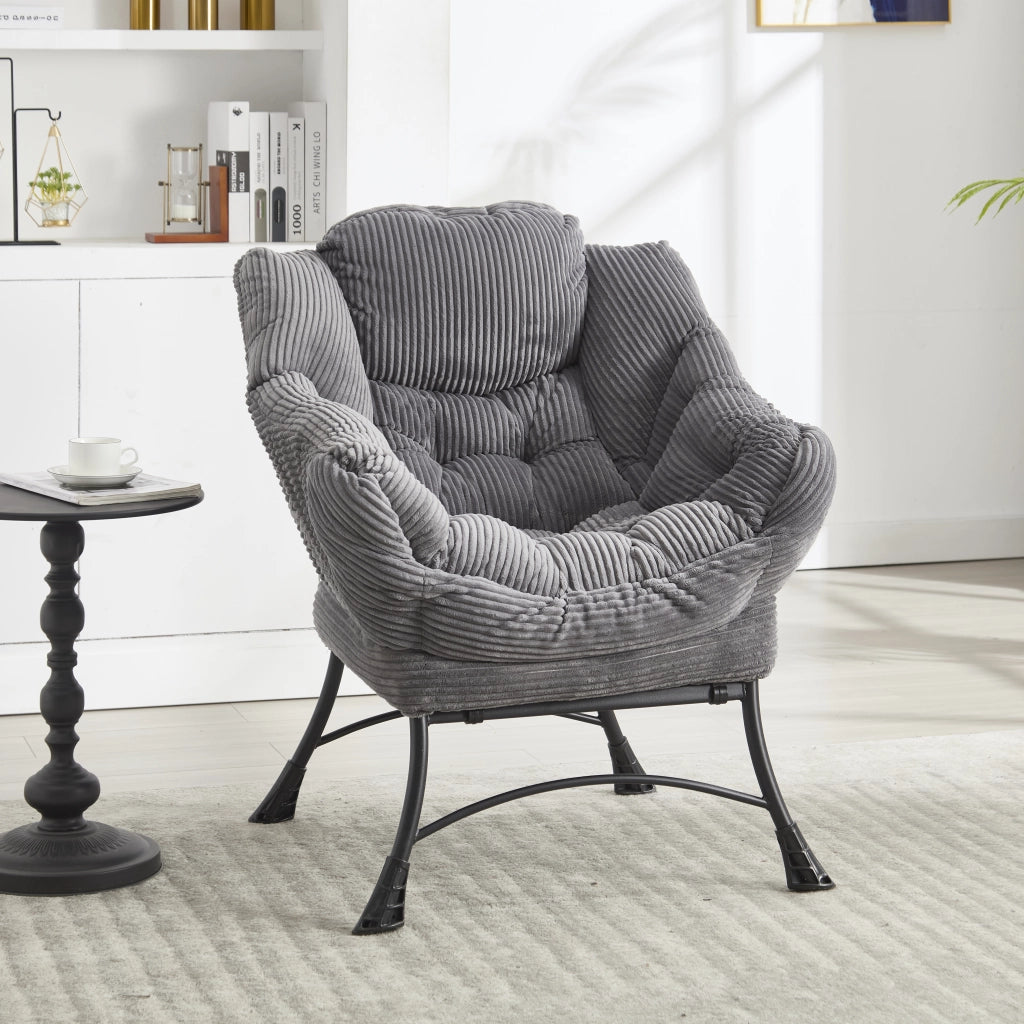Poltrona Relax con Poggiapiedi e Braccioli ¨C MINIMAL ¨C Tessuto Grigio