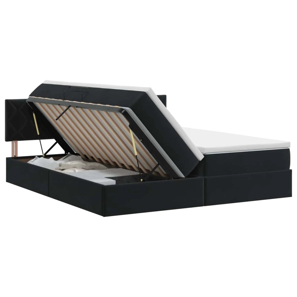 Letto con Contenitore con testiera 2 pz Nero 3458957