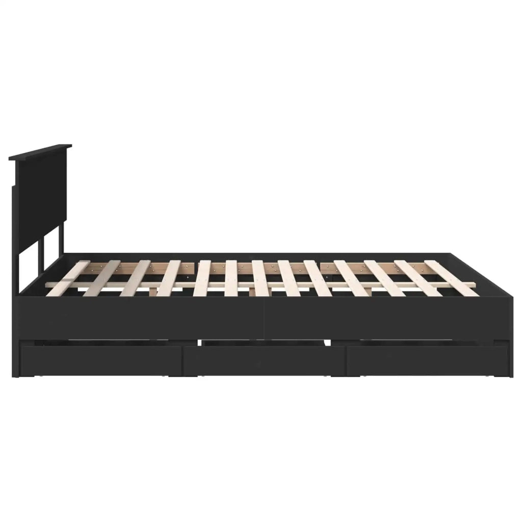 Letto matrimoniale | Letto per adulti | Struttura del letto Nero 160 x 200 cm Legno Ingegnerizzato