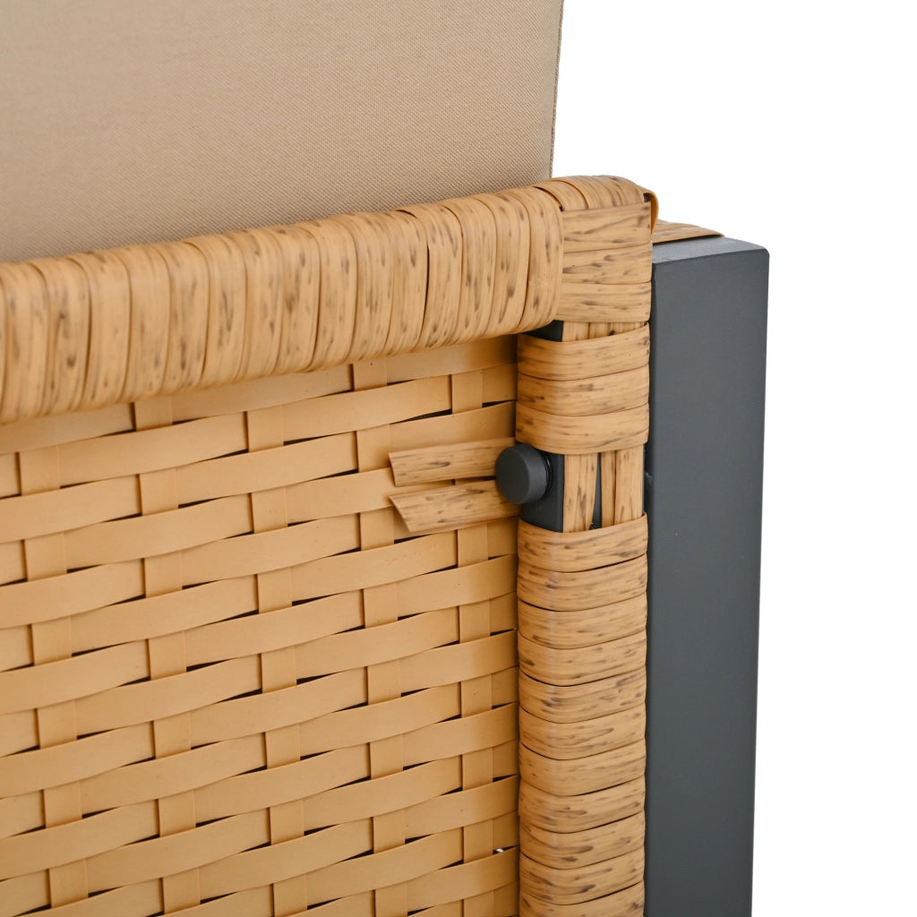 Set da pranzo da giardino 7 pezzi in rattan PE; tavolo 170 x 80 cm; nero e marrone