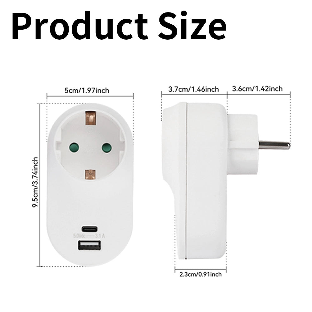 Adattatore da Parete Multipresa USB ¨C Minimal ¨C 1 Presa Schuko, 1 USB-C, 1 USB-A