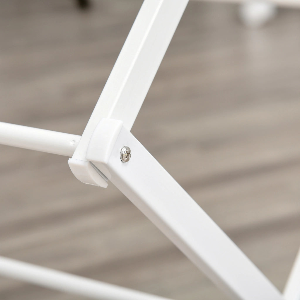 Stendino verticale pieghevole a 8 livelli con 10 aste e ripiano superiore bianco 74 × 35 × 144 cm