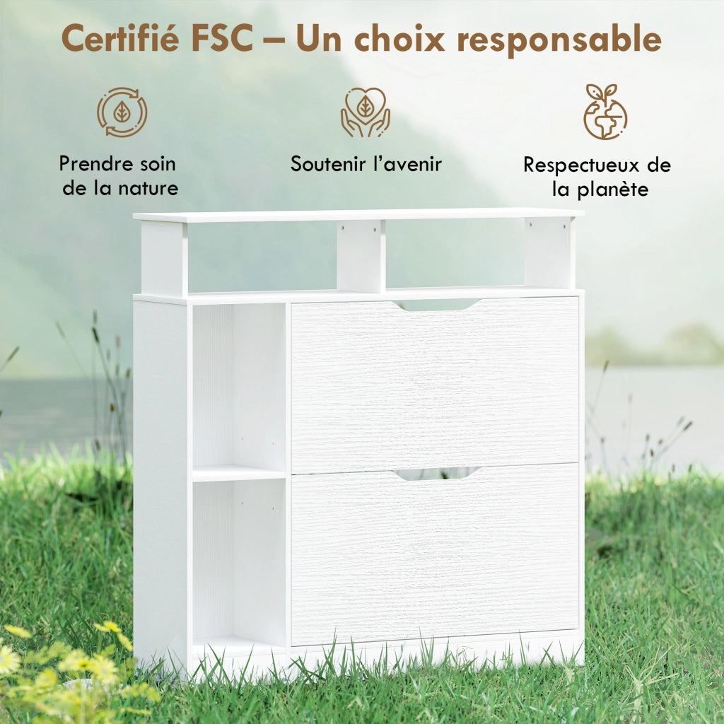 Scarpiera con ante, cassetti e ripiani ¨C Minimal ¨C bianco