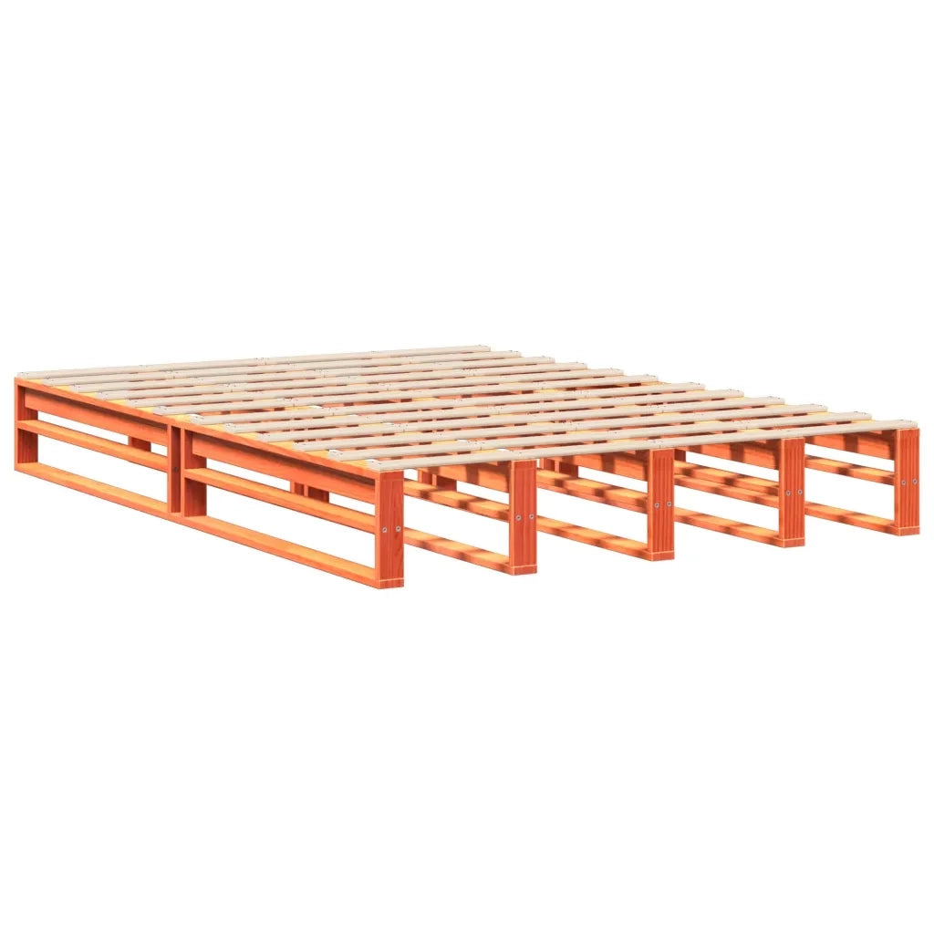 Letto senza Materasso-Struttura Letto Marrone Cera 135x190 cm in Legno di Pino 645632