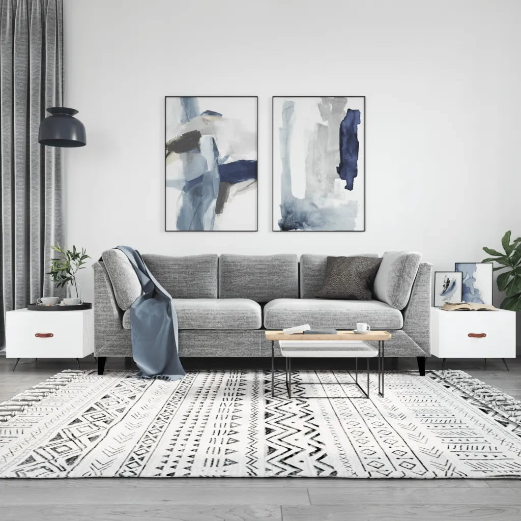 2 pz Tavolini salotto | Tavolino da caff¨¨ | Tavolino da Soggiorno Bianco Lucido 50x50x40cm Legno Multistrato