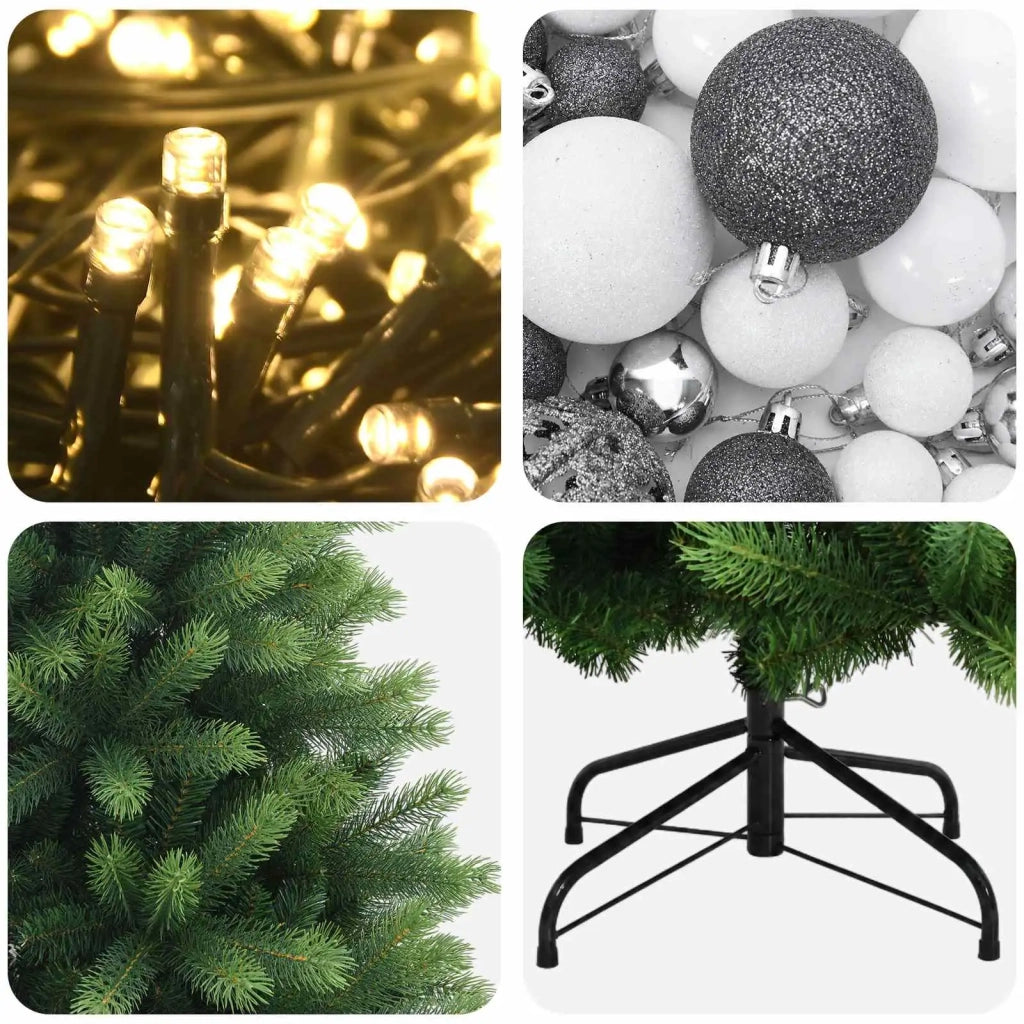 Albero di Natale Artificiale con Palline 120 cm 150 LED 3466183