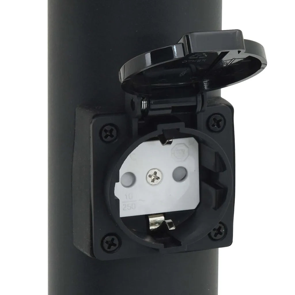 Lampioni a palo con presa elettrica 3 pz 80cm Acciaio Inox IP44 4006038