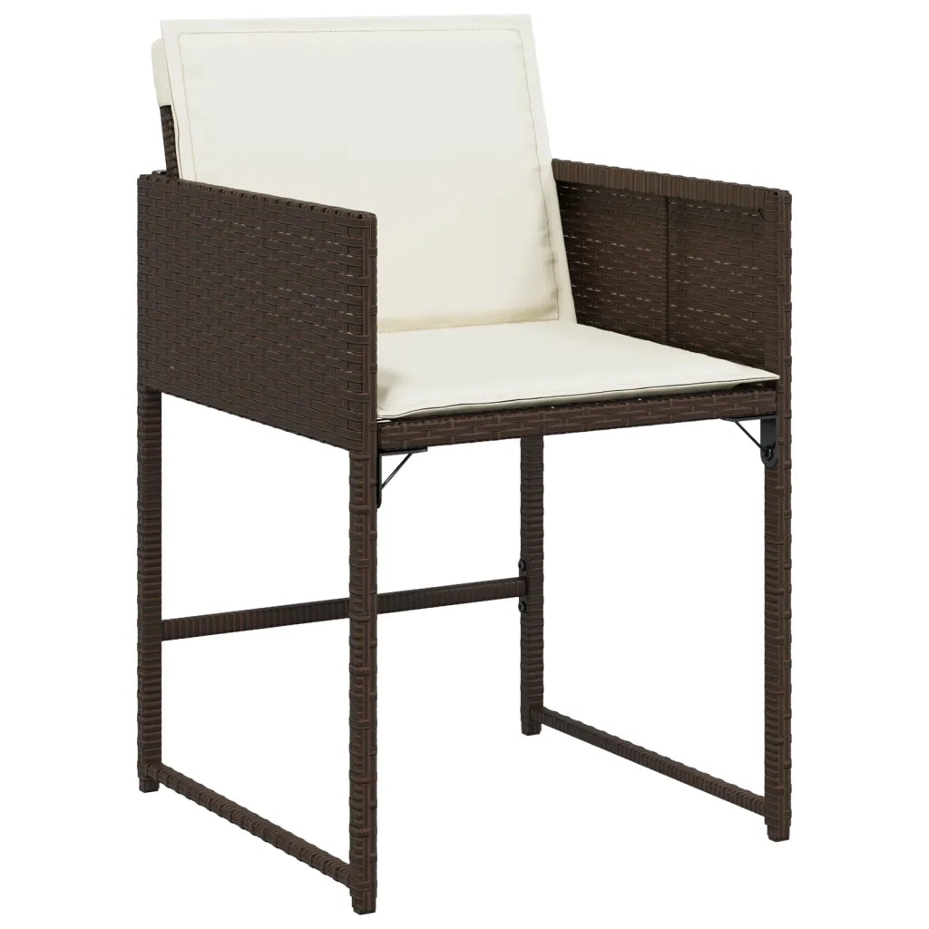 Set da Pranzo da Giardino 5pz | Set Salotto da Giardino con Cuscini in Polyrattan Marrone