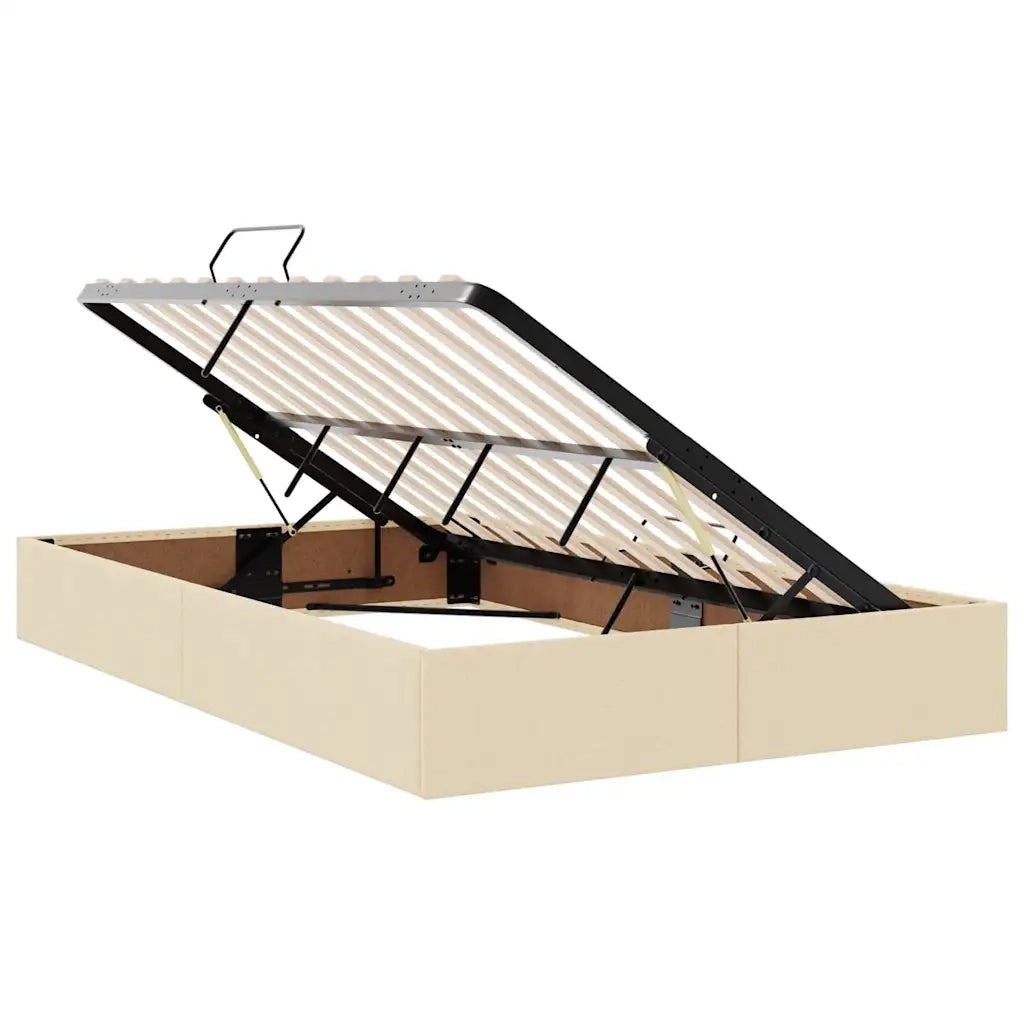 Letto con contenitore e materasso Crema 120 x 200 cm Poliestere