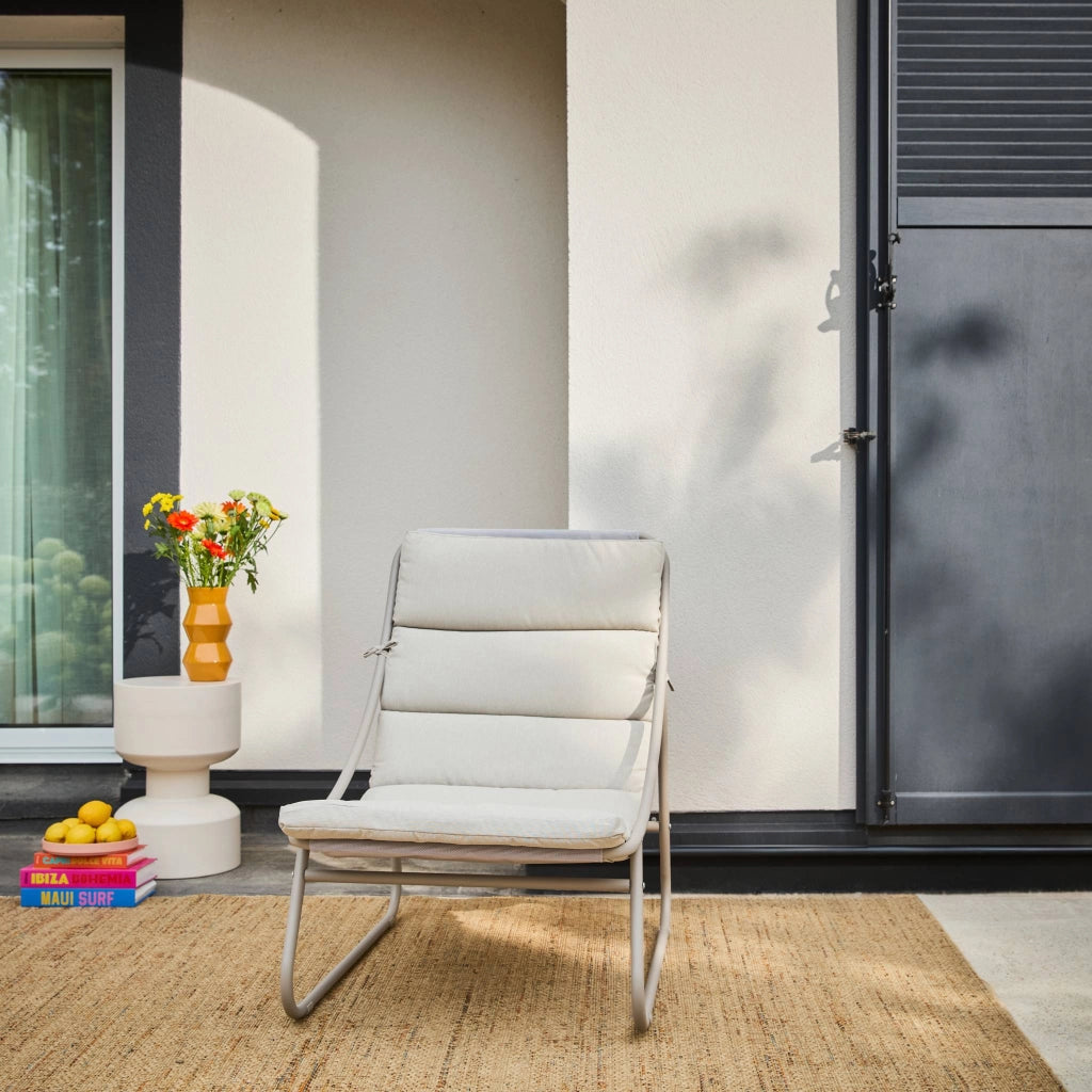 Set 2 sedie sdraio in acciaio, beige