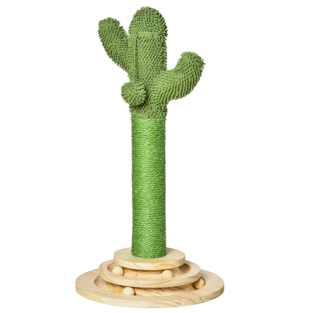 Tiragraffi a Colonna Cactus 60cm ¨C Xylo ¨C Sisal con Piattaforma e Palla Gioco Verde