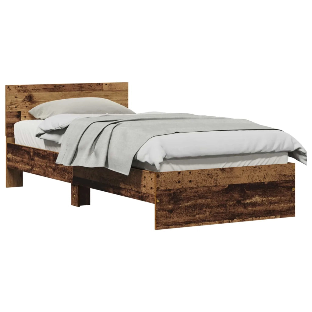 Letto singolo | Letto per adulti | Struttura del letto Legno vecchio 90 x 200 cm Legno multistrato