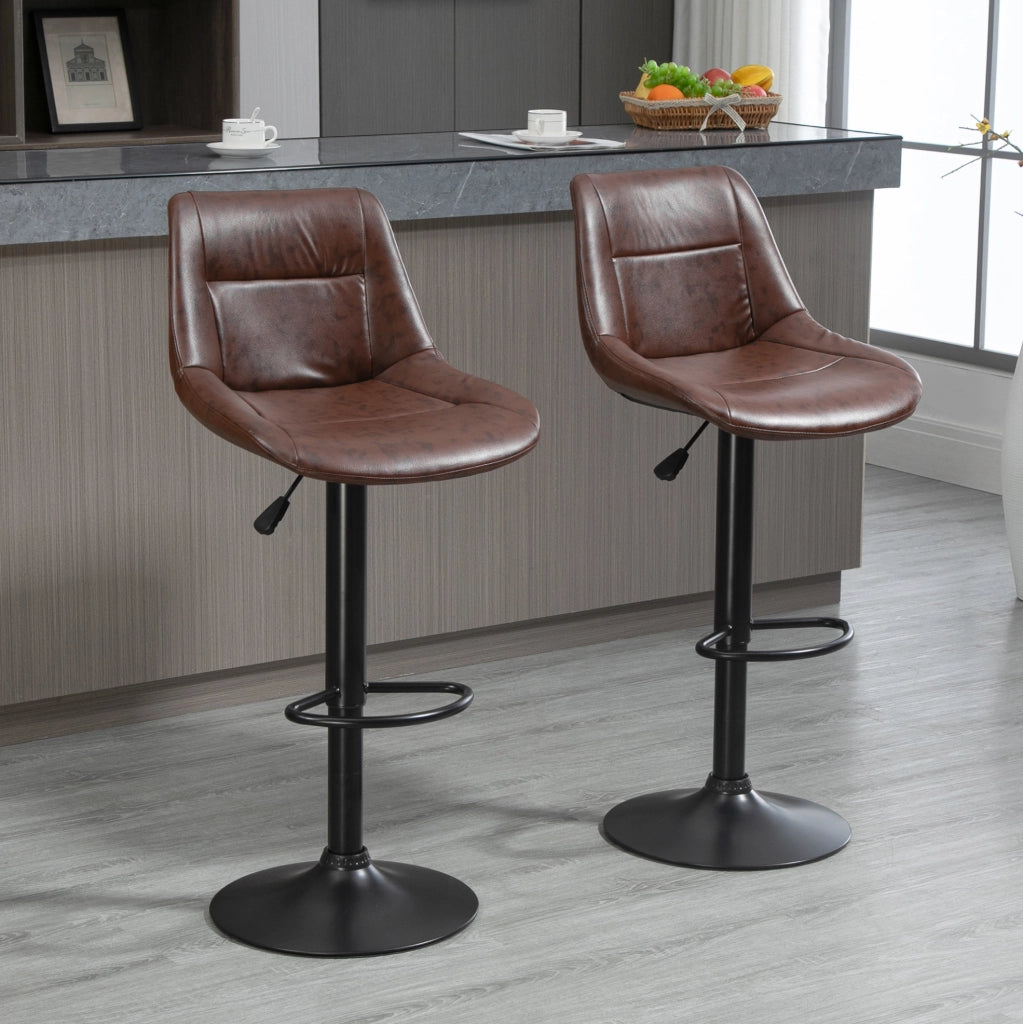 set di 2 sgabelli da bar 46,5x50x108 cm marroni - girevoli e regolabili