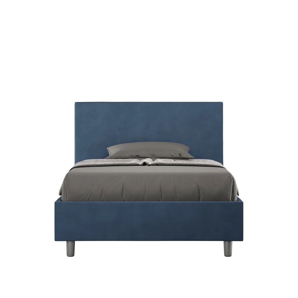 Letto 1 Piazza e Mezzo 120x200 cm con Rete e Contenitore Adele Blu