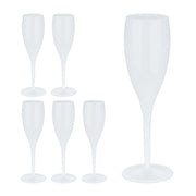 Set di 6 flute da champagne design pratico per ricevimento utilizzo riutilizzabile in plastica bianca 13_0012999