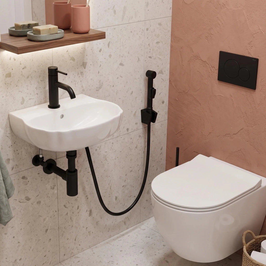 Miscelatore Lavabo Con Doccetta Bidet Rea Lungo Black