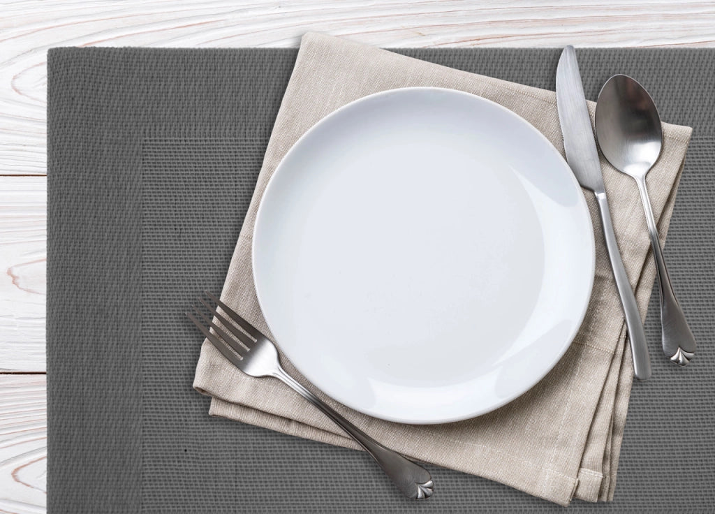 Set Tovagliette Americane Cucina Antiscivolo In Tinta Unita Lavabili - Set 2 - Stone