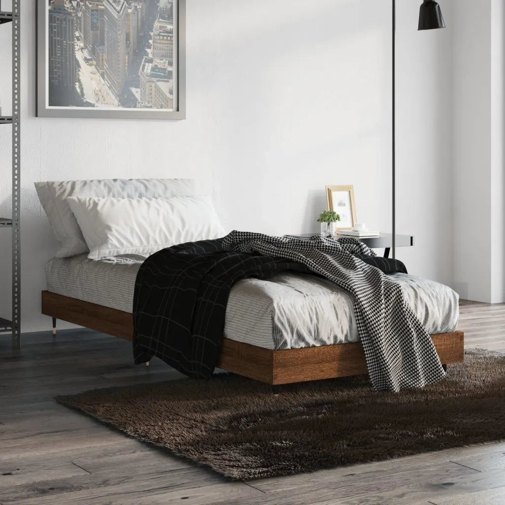 Letto singolo | Letto per adulti | Giroletto senza Materasso Rovere Marrone 75x190cm in Truciolato