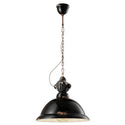 Lampadario Industrial Ferro E Ceramica Vintage Nero 1 Luce E27