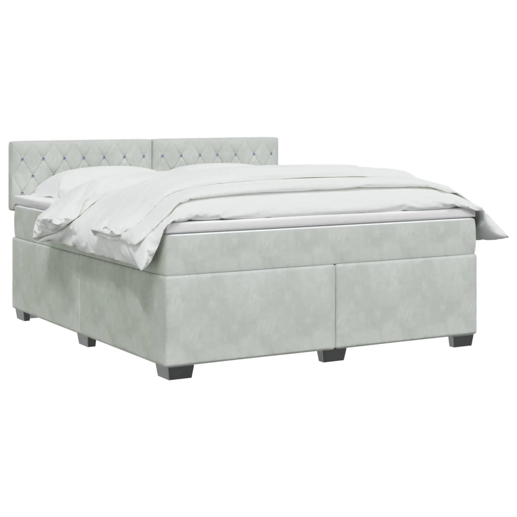Letto con Box Spring, Materasso e LED Grigio Chiaro Velluto 3452222
