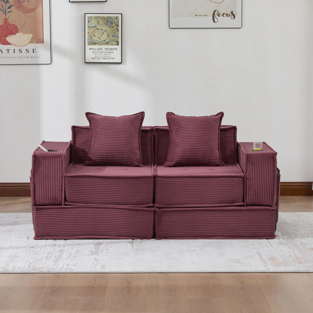 Divano Letto 2 Posti con Poggiapiedi e Cuscini ¨C MINIMAL ¨C Tessuto