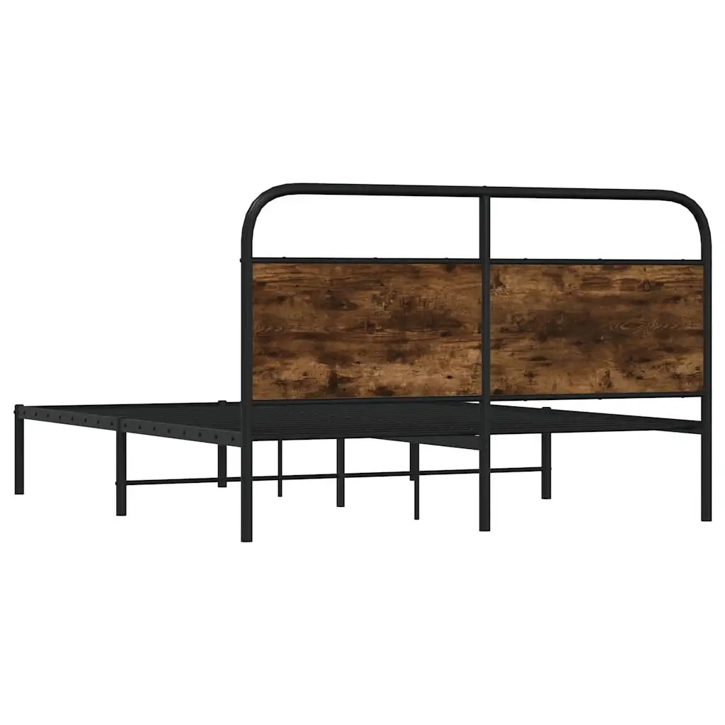 Letto matrimoniale | Letto per adulti | Giroletto senza Materasso Rovere Fumo 135x190 cm in Truciolato