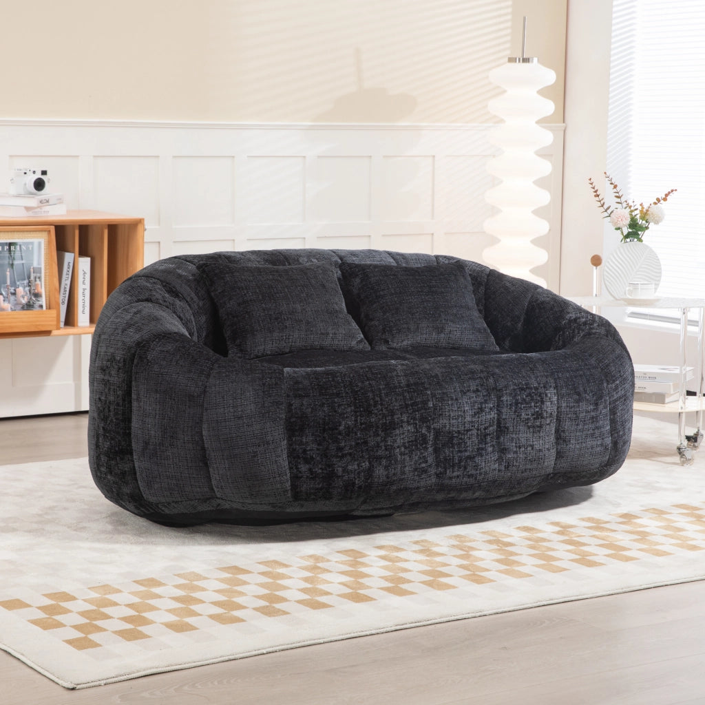 DIVANO SACCO 150x95x63 cm Chenille Nero 2 posti