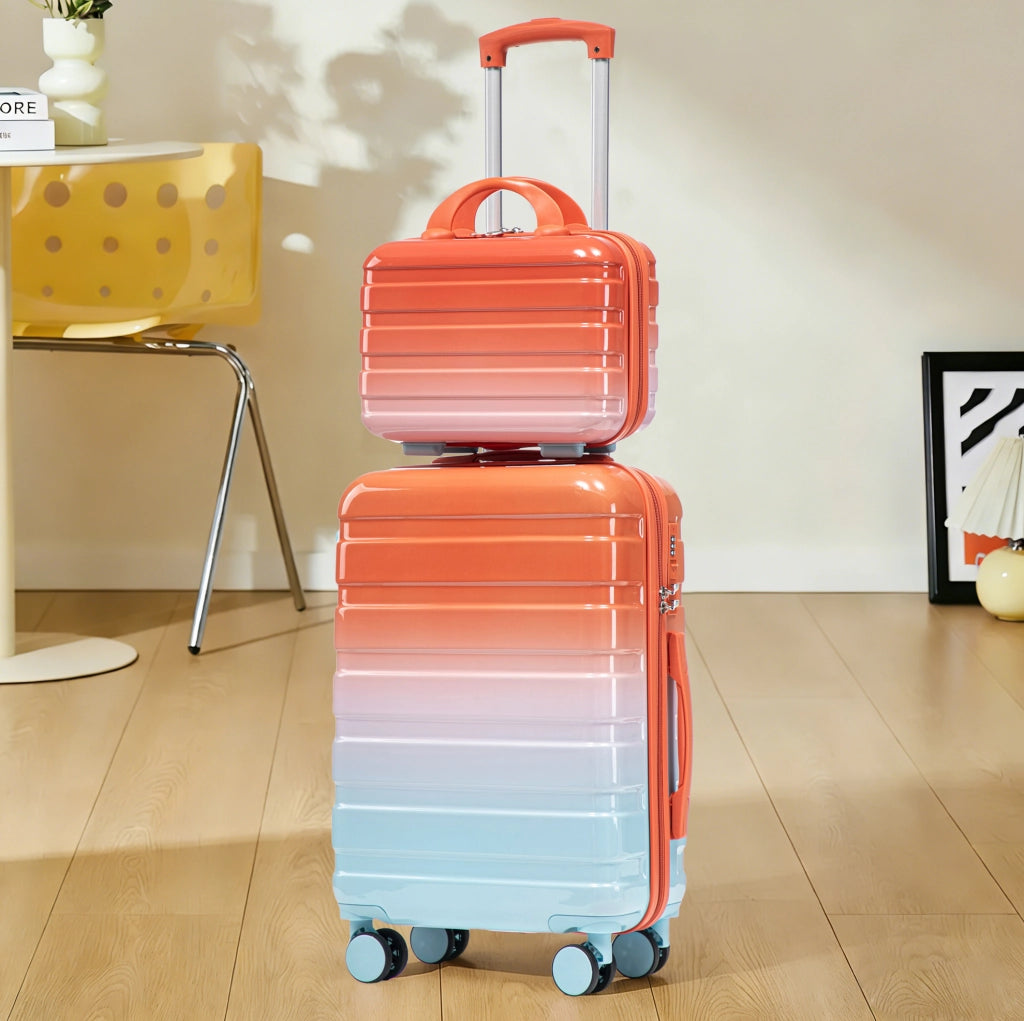 Set Valigie Rigide PC 14" e 20" con Lucchetto a Combinazione e Beauty Case 14" Rosso