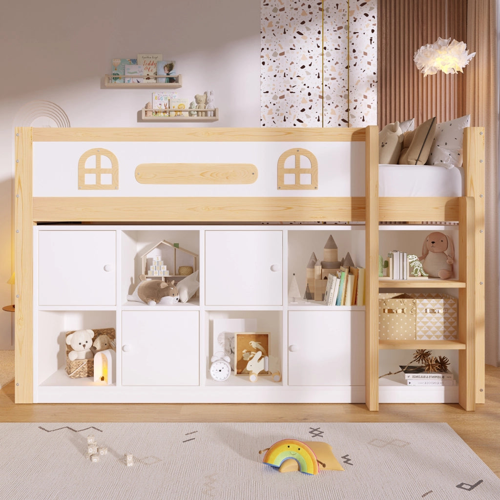 letto semialto mdf pino bianco naturale 90 x 200 cm