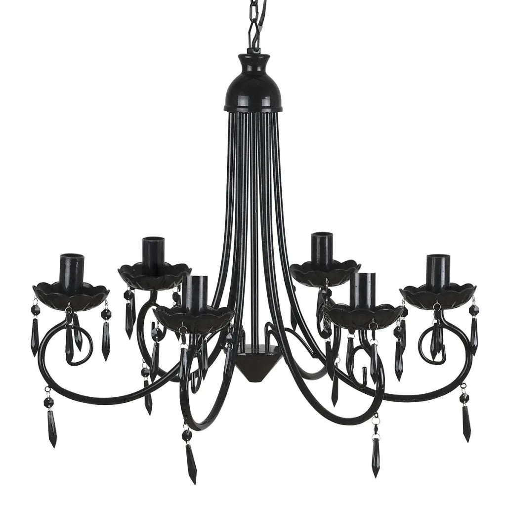 Lampada da Soffitto Pendente Elegante Nera 6 Portalampade 240689