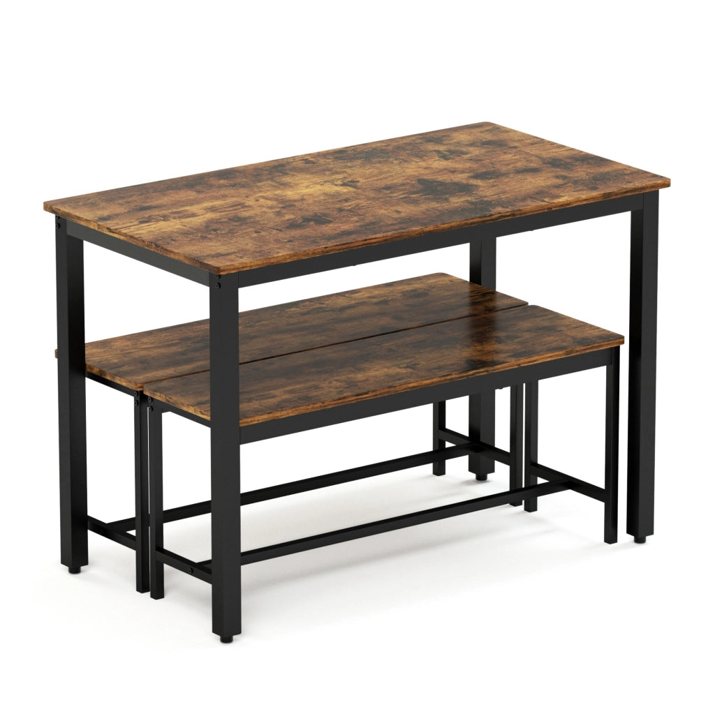 TAVOLO Set da pranzo 110 x 60 x 75 cm Rustico Marrone e Nero per 4 persone
