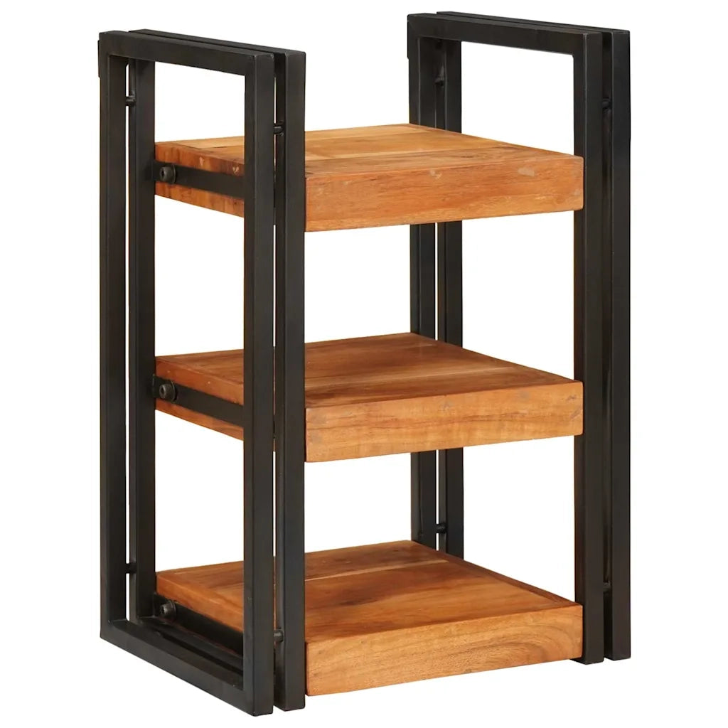 Comodino Marrone e Nero Legno Massello di Acacia 4016734