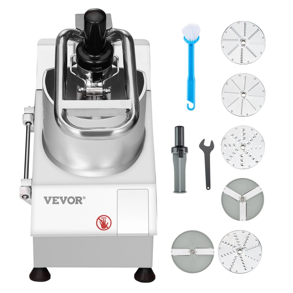 Robot da Cucina Tagliaverdure Elettrico VC65MS 750W in Acciaio Inox con 6 Dischi Intercambiabili 2 Fori di Alimentazione Multifunzionale