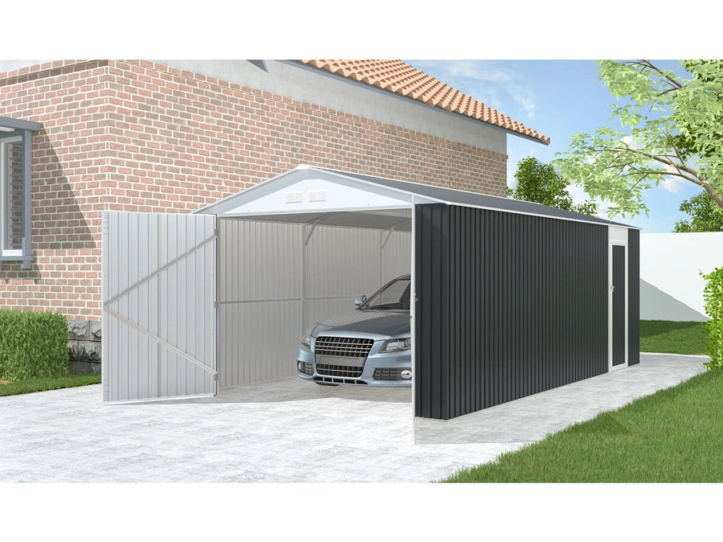 Garage in metallo "Houston" - da 15,36 m² Con pannello solare - Antracite