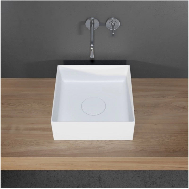 Lavabo da appoggio bianco opaco THIN SQUARE RIHO 38x38 cm solid surface