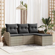 Set Divano da Giardino 4 pcs Grigio chiaro polyrattan