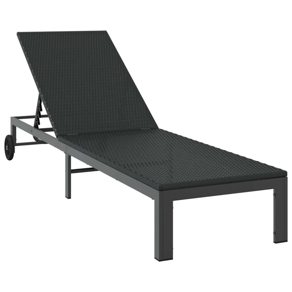 Lettino da Sole Nero 206 x 62.5 x 74 cm polyrattan 42004129