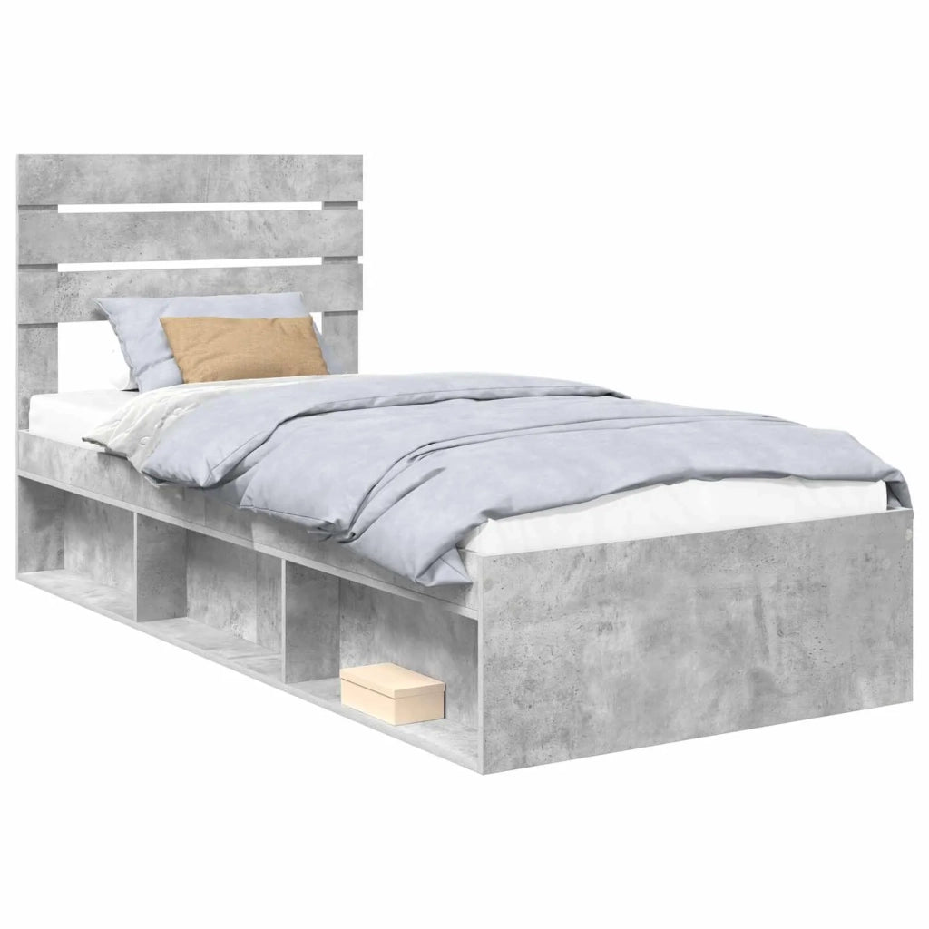 Letto singolo | Letto per adulti | Struttura del letto Grigio Concret¨¨ 75 x 190 cm Pino massello