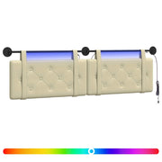 Testiera | Testata sospesa Con luce LED Crema Similpelle