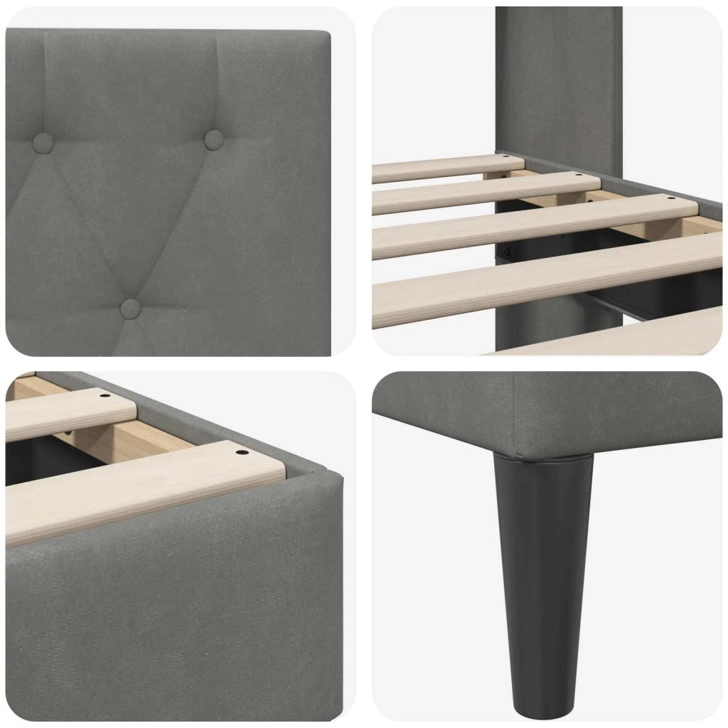 Letto matrimoniale | Letto per adulti | Struttura del letto Grigio Scuro 120 x 200 cm Velluto
