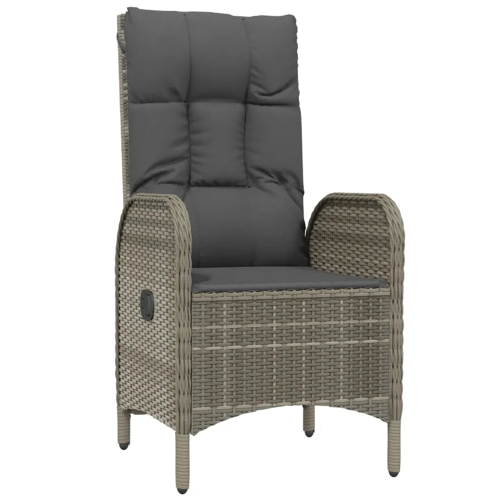 Set da Pranzo Giardino 7pz Nero e Grigio con Cuscini Polyrattan 3185180