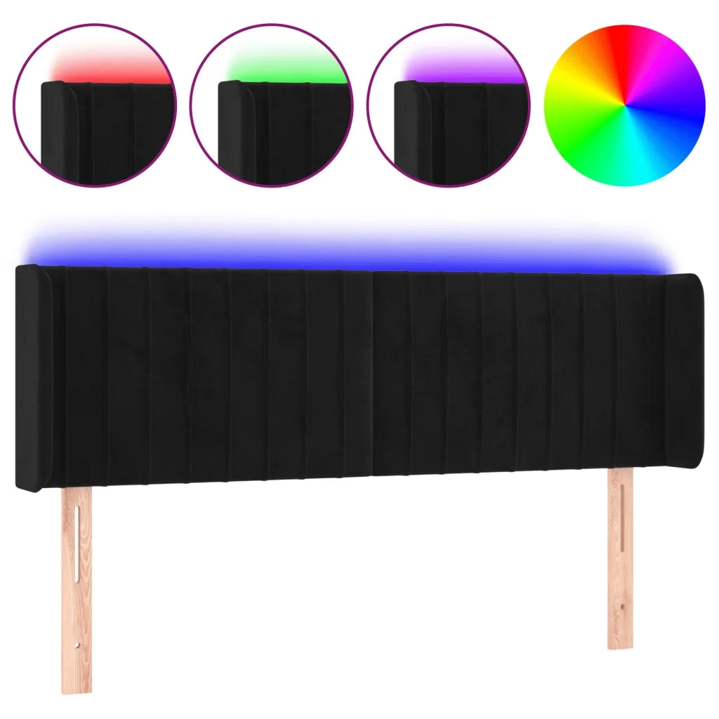 Testiera a LED-Testata con LED Nera 147x16x78/88 cm in Velluto 541985