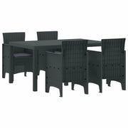 Set da Pranzo per Giardino 5 pcs Antracite Rattan Polt