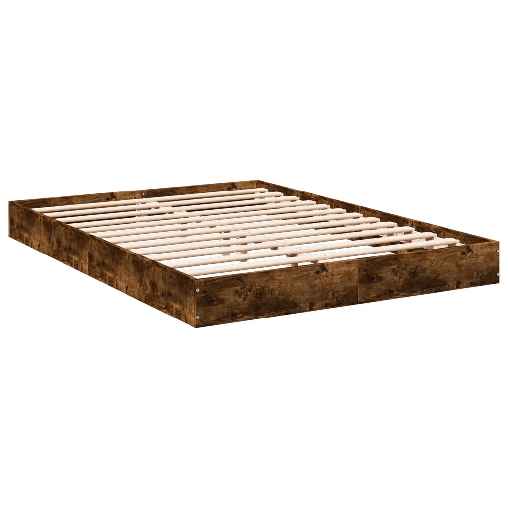 Letto matrimoniale | Letto per adulti | Giroletto senza Materasso Rovere Fumo 140x200 cm in Truciolato