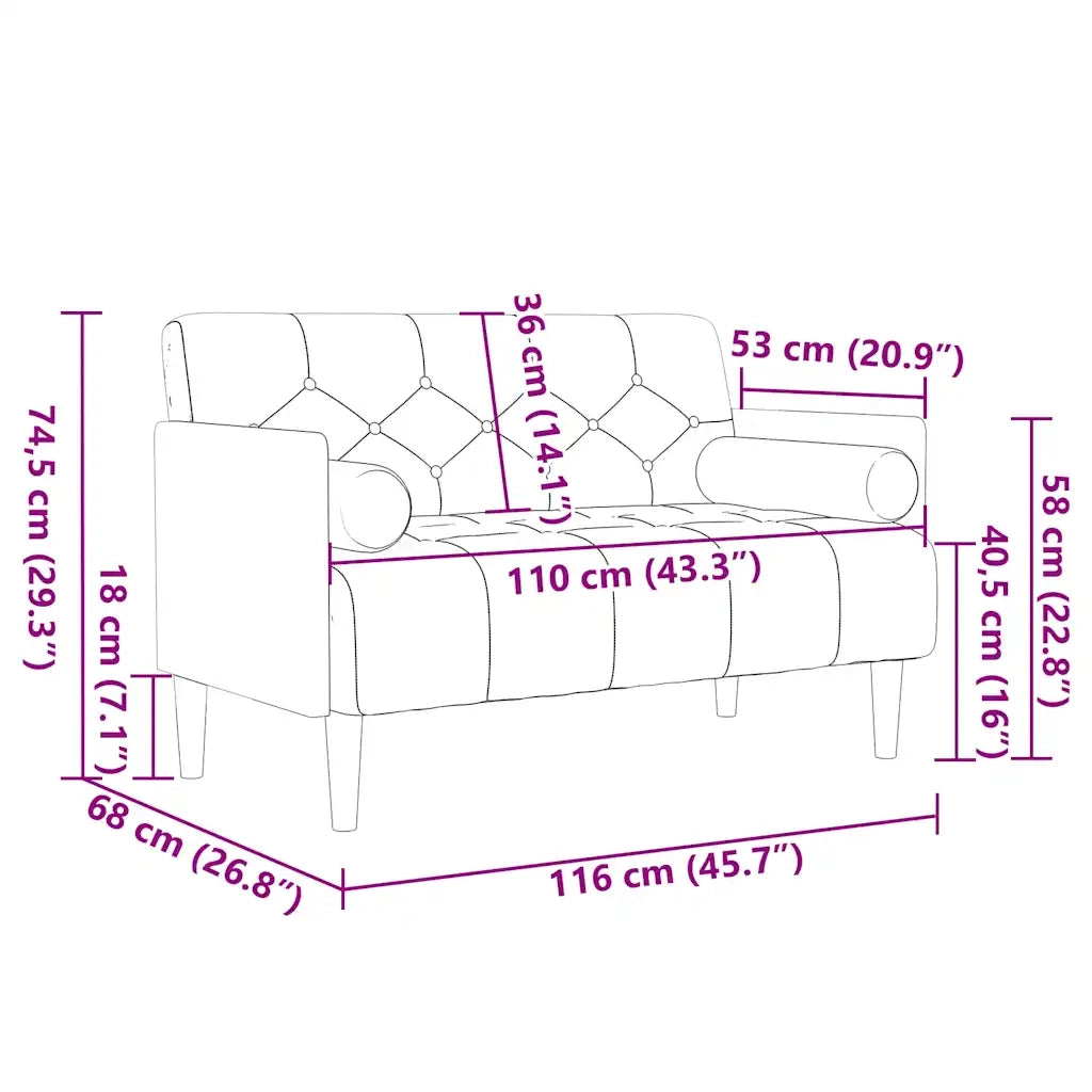 Divano Divanetto con Cuscini Bolster Grigio Scuro 110 cm 4100602