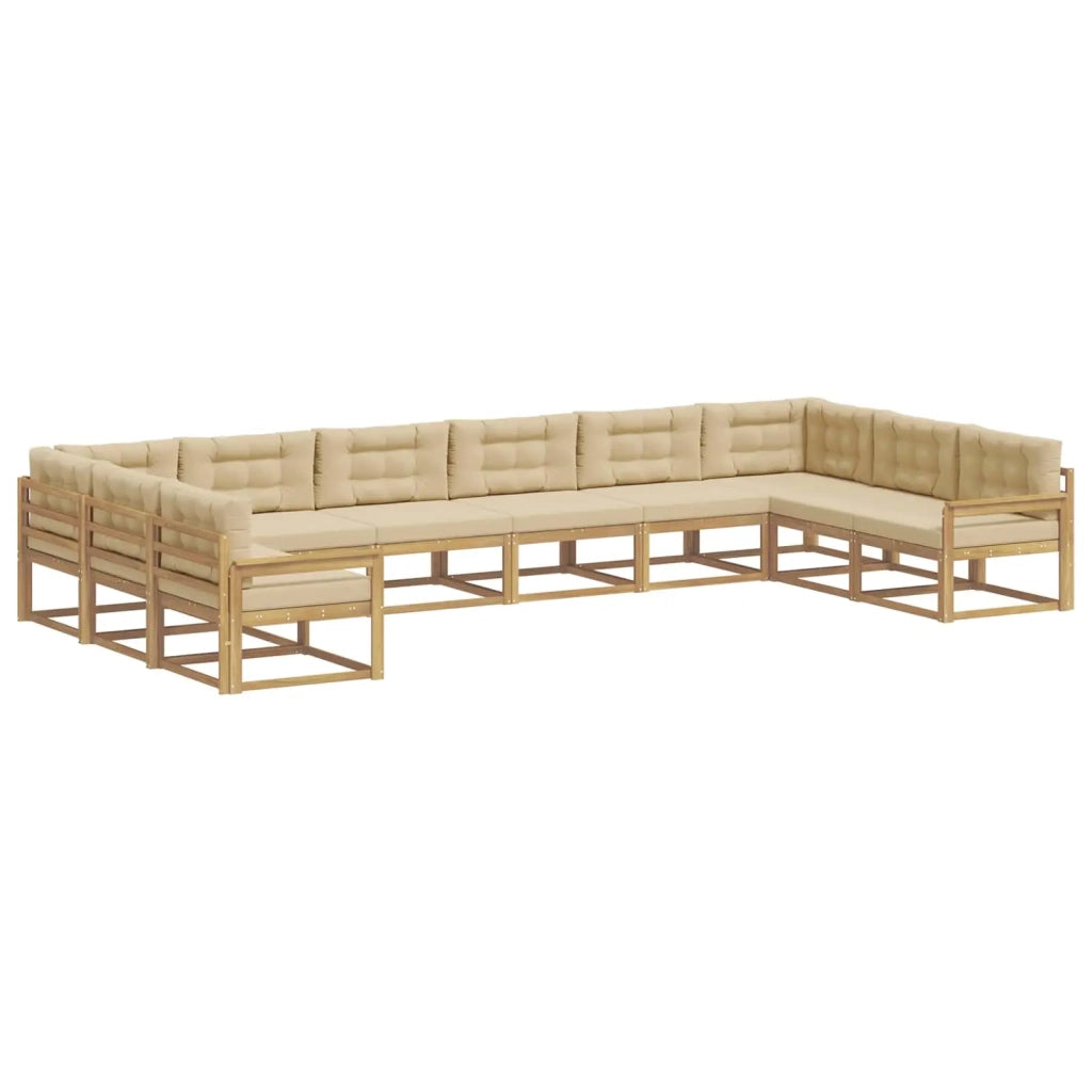 Set di divani da esterno 10 pz Bianco e Beige 3387097
