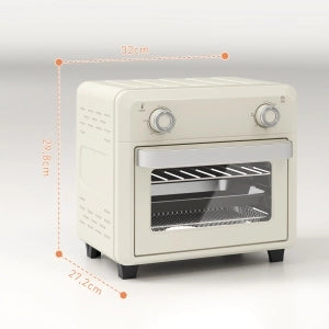 Mini Forno Ventilato 10L 2in1, Friggitrice ad Aria 80-230°C, 1000W, Acciaio Inox, Touch Screen, Timer, Luce Interna. Incl. Griglia, Teglia, Vassoio Briciole